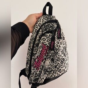 Y2K Black & White Leopard-Print Sling Backpack Hollywood The Jean People Vintage